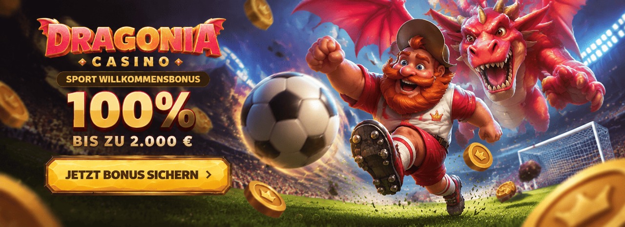 Dragonia Casino Sport Bonus mit Fußball und Drache